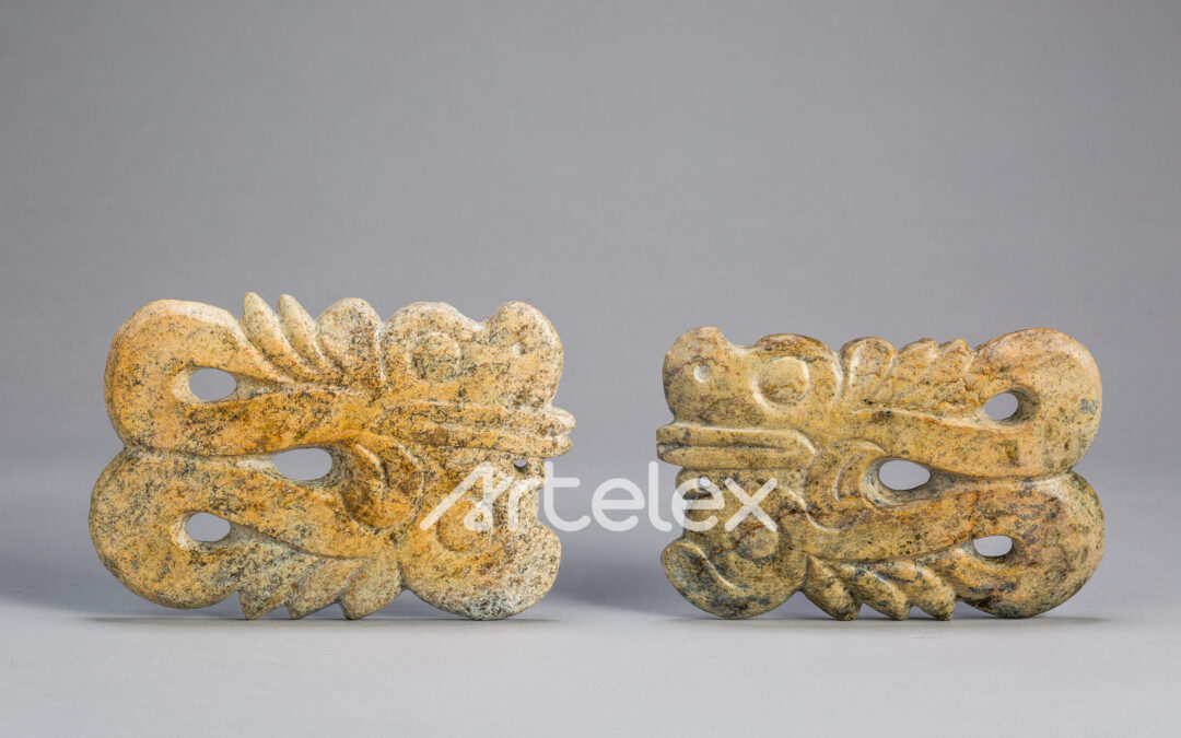 A Pair of Jade Plaques Featuring a Dragon and a Phoenix